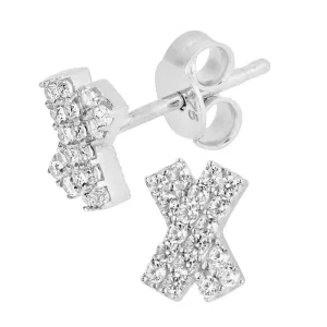 9ct White Gold Kiss Stud Earrings