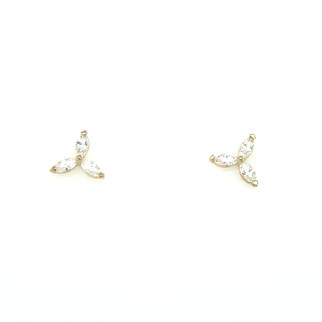 9ct Yellow Gold Flower Stud Earrings