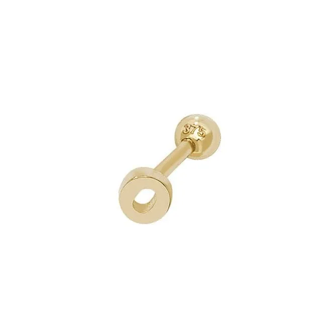 9ct Yellow Gold Initial Cartilage 6mm Post Stud ES940/O