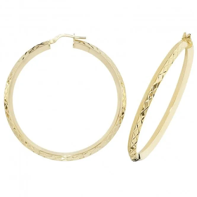 9ct Yellow Gold Oval Hoop Earrings ER1018