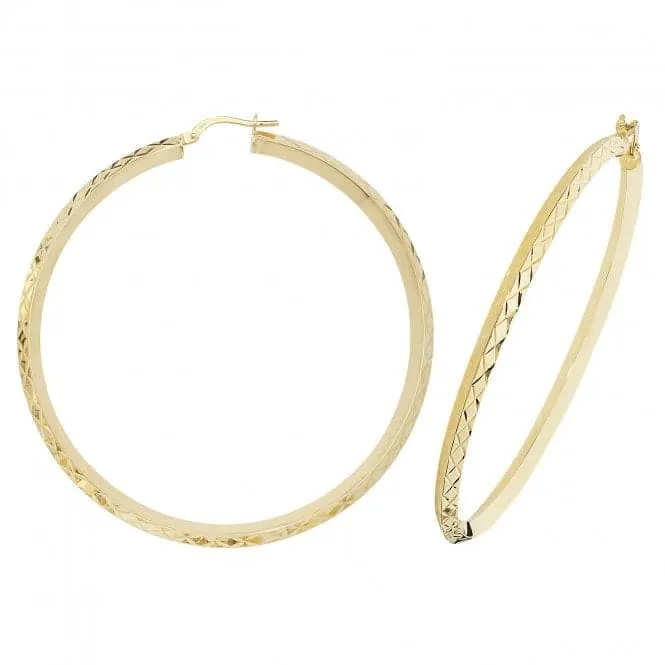 9ct Yellow Gold Oval Hoop Earrings ER1018