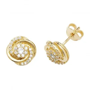 9ct Yellow Gold Zirconia Twisted Stud Earrings ES561