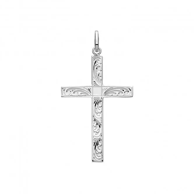 Acotis Silver Cross with Engraved H Design Pendant G61045E