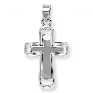 Acotis Silver Pendant Cut Out Double Cross G6516