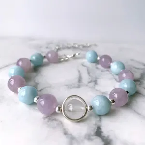 Amethyst & Aquamarine Adjustable Gemstone Bracelet