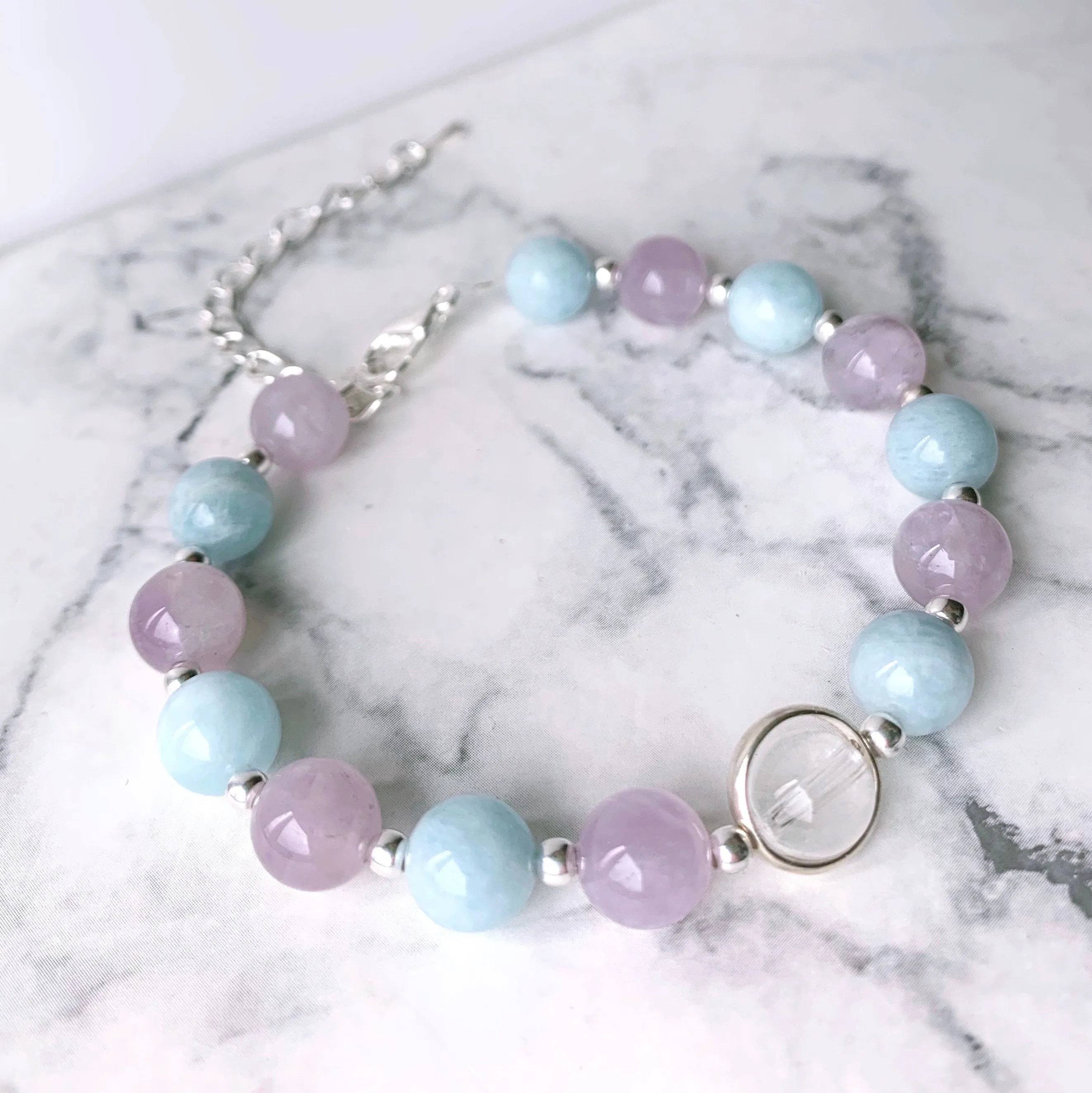 Amethyst & Aquamarine Adjustable Gemstone Bracelet