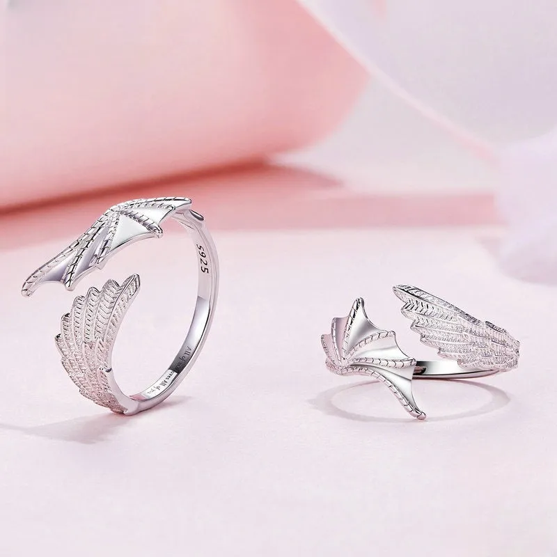 Angel and Demon Couple Wings Plain Ring