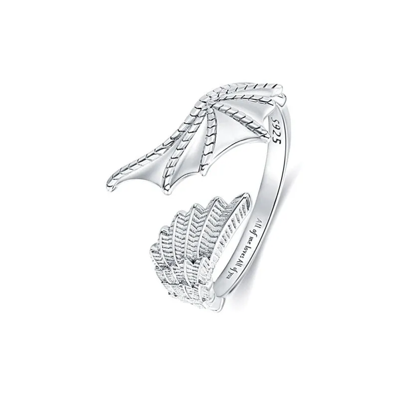 Angel and Demon Couple Wings Plain Ring