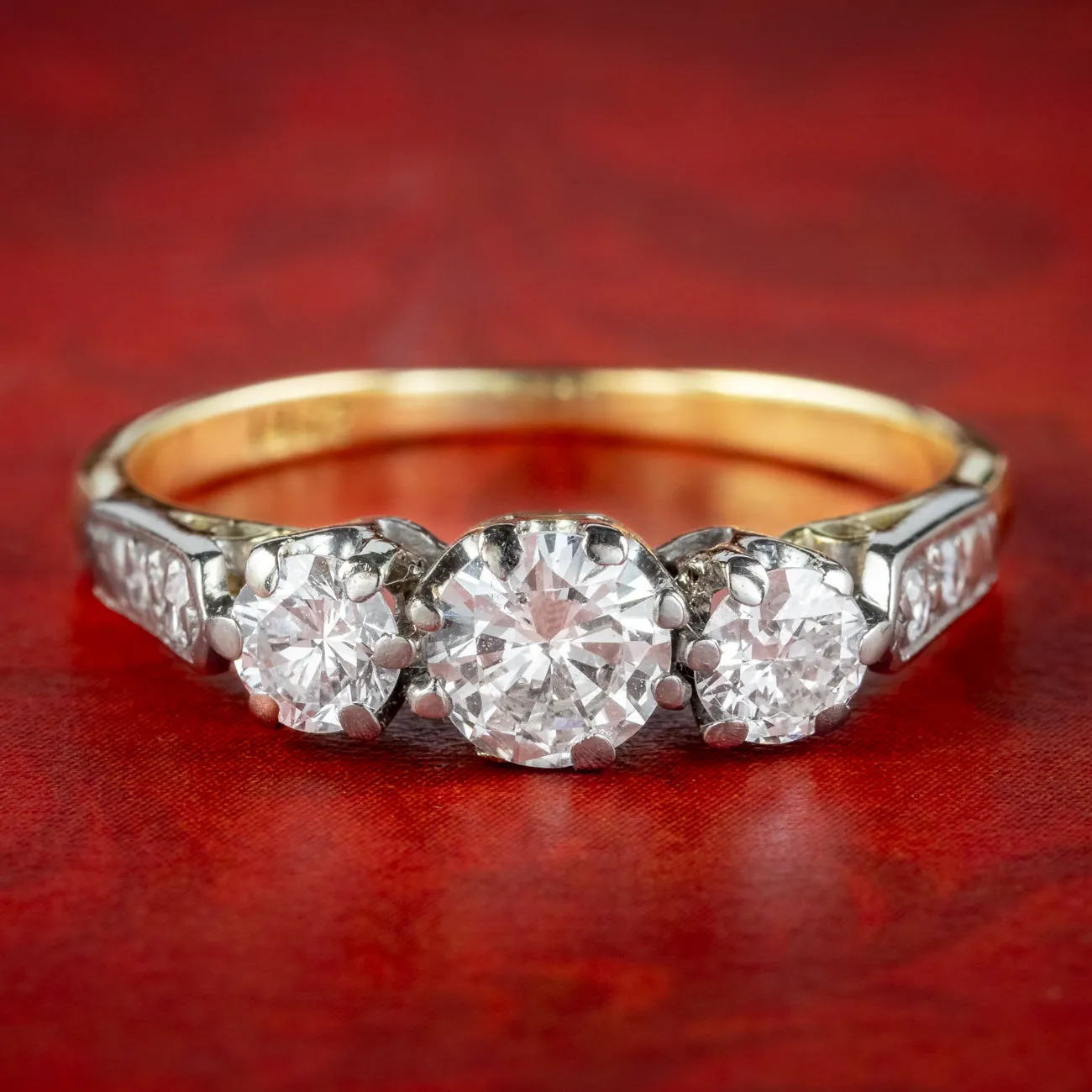 Antique Edwardian Diamond Trilogy Ring 1.1ct Total