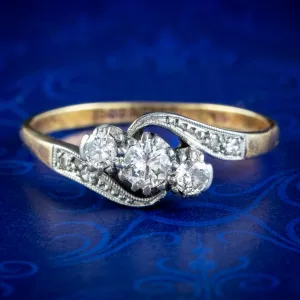 Antique Edwardian Diamond Trilogy Twist Ring 0.40ct Total