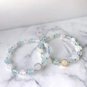 Aquamarine & Moonstone Crystal Bracelet