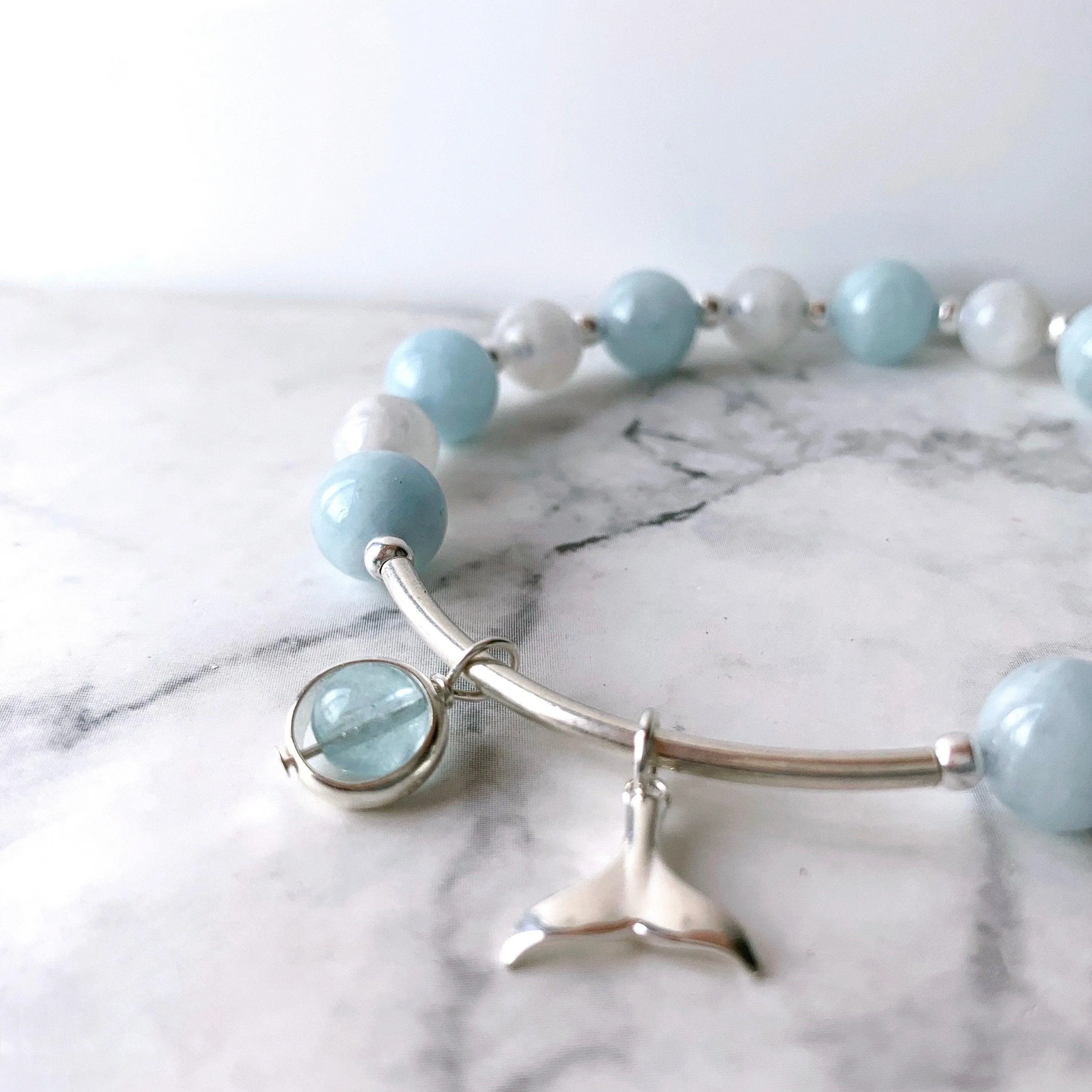 Aquamarine & Moonstone Mermaid Bracelet