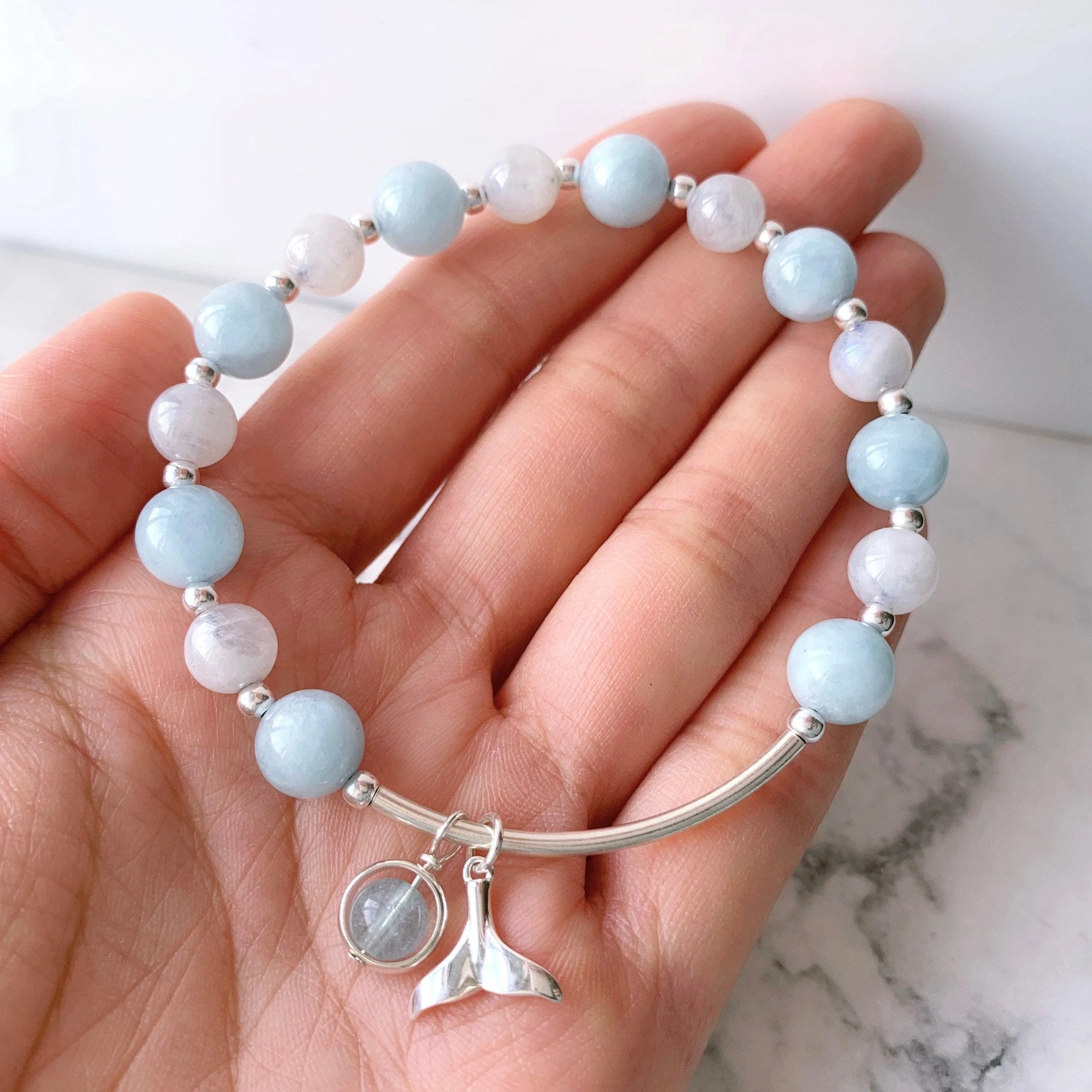 Aquamarine & Moonstone Mermaid Bracelet