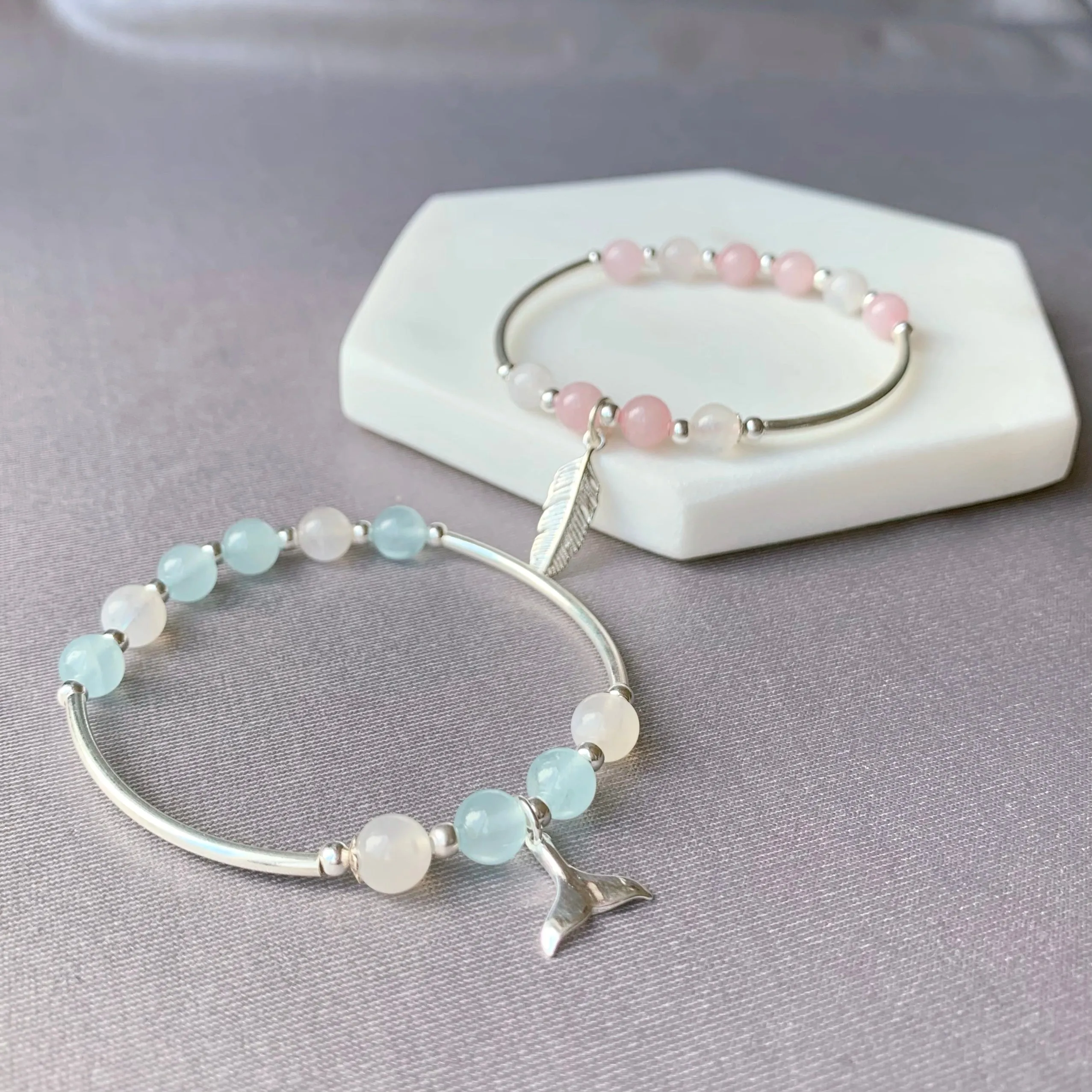 Aquamarine Crystal Mermaid Bracelet