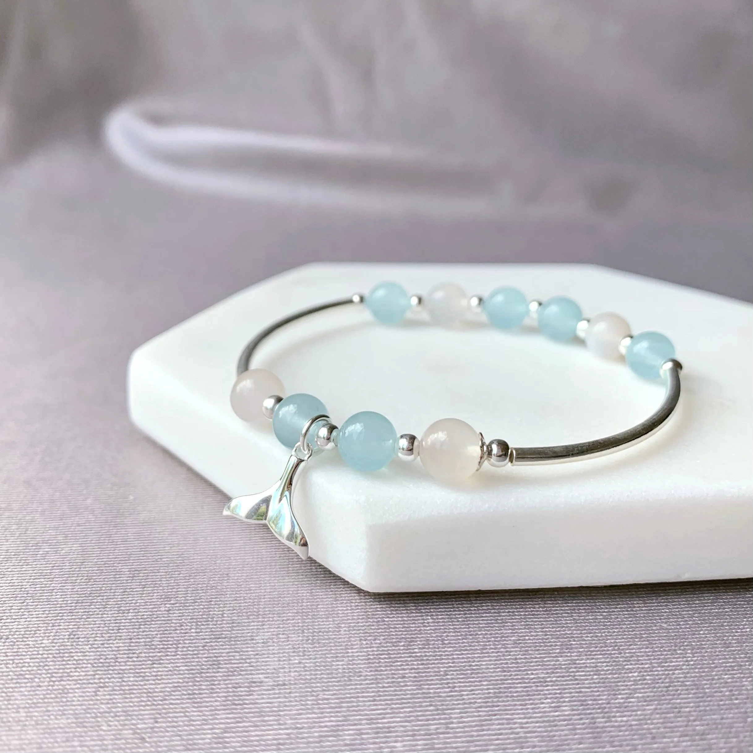 Aquamarine Crystal Mermaid Bracelet