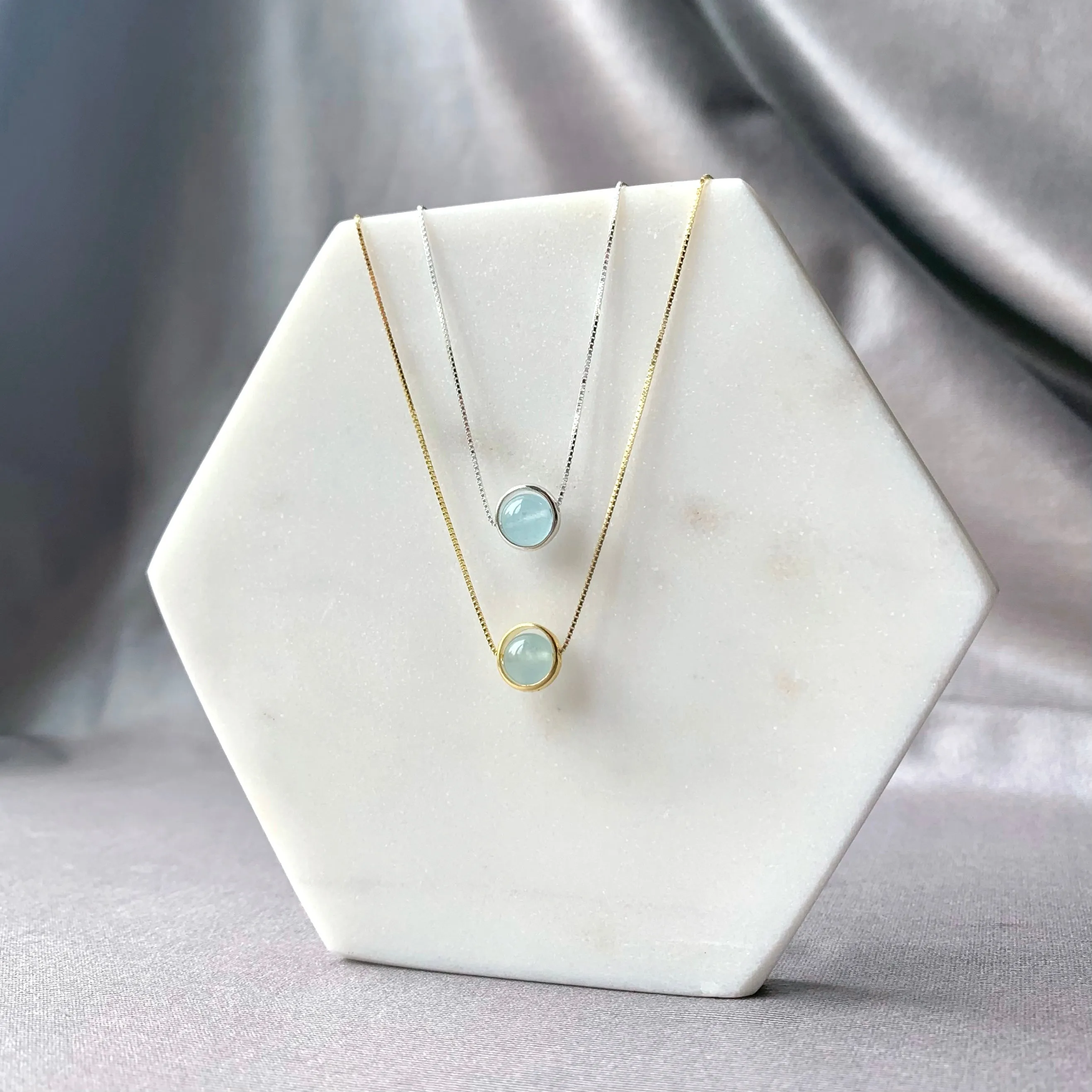 Aquamarine Minimalist Sterling Silver Necklace