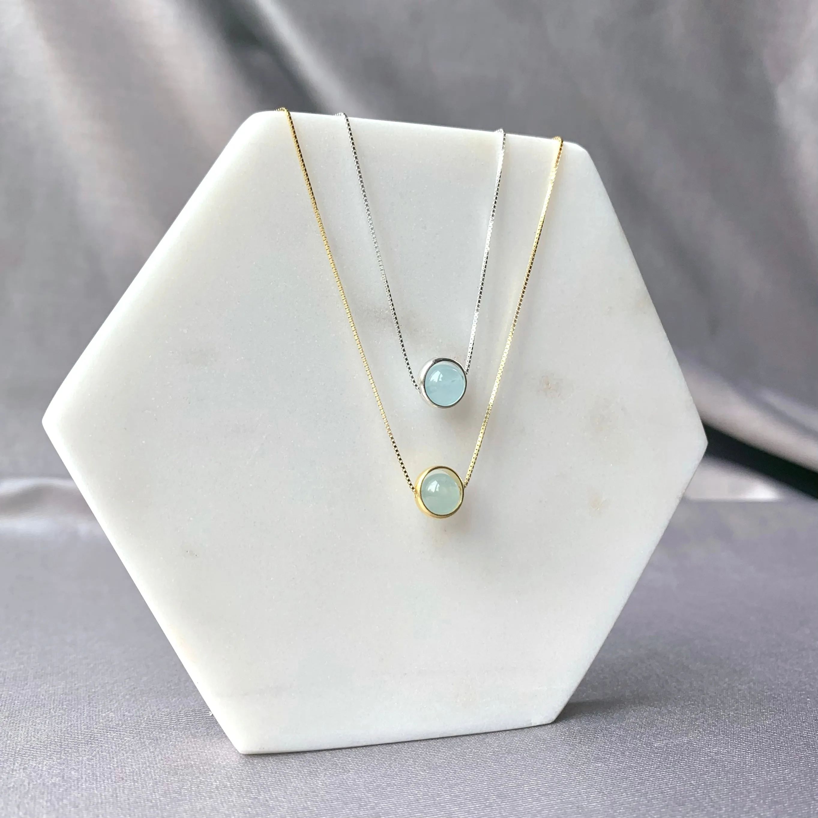 Aquamarine Minimalist Sterling Silver Necklace