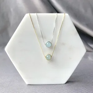 Aquamarine Minimalist Sterling Silver Necklace