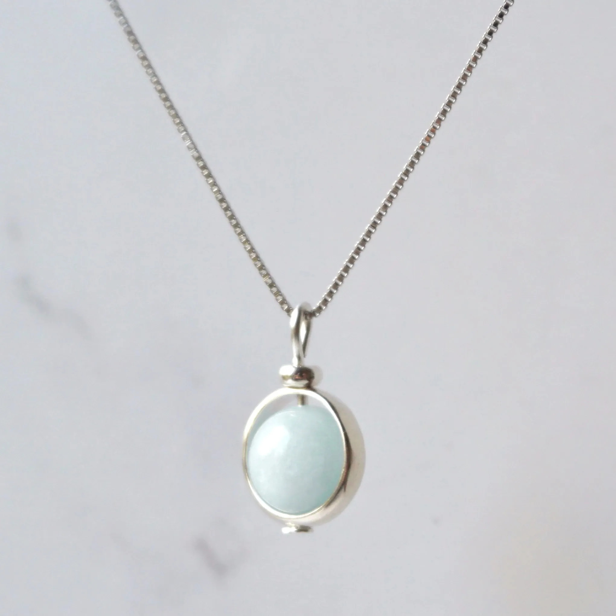 Aquamarine Pendant Sterling Silver Necklace