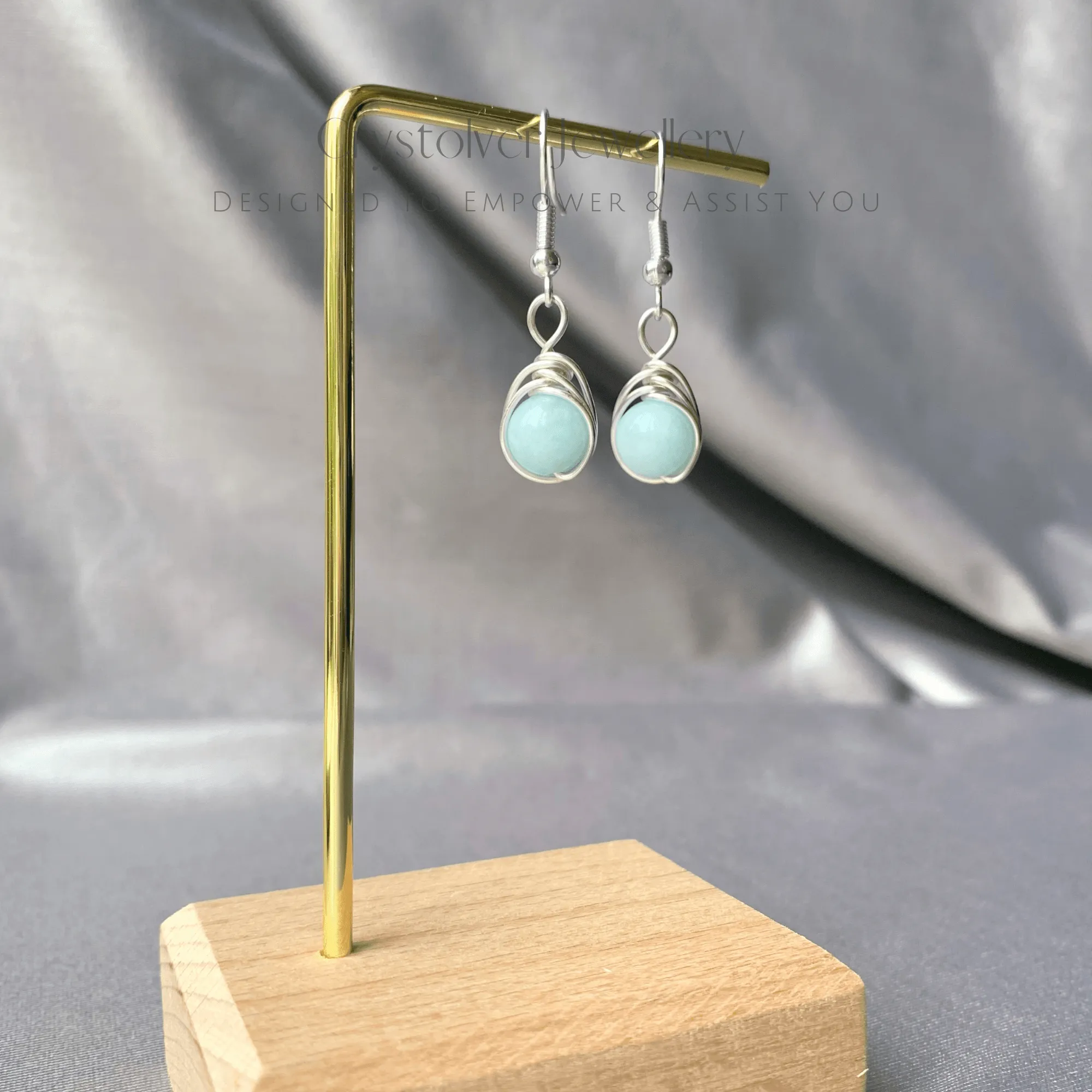 Aquamarine Silver Wire Wrapped Earrings