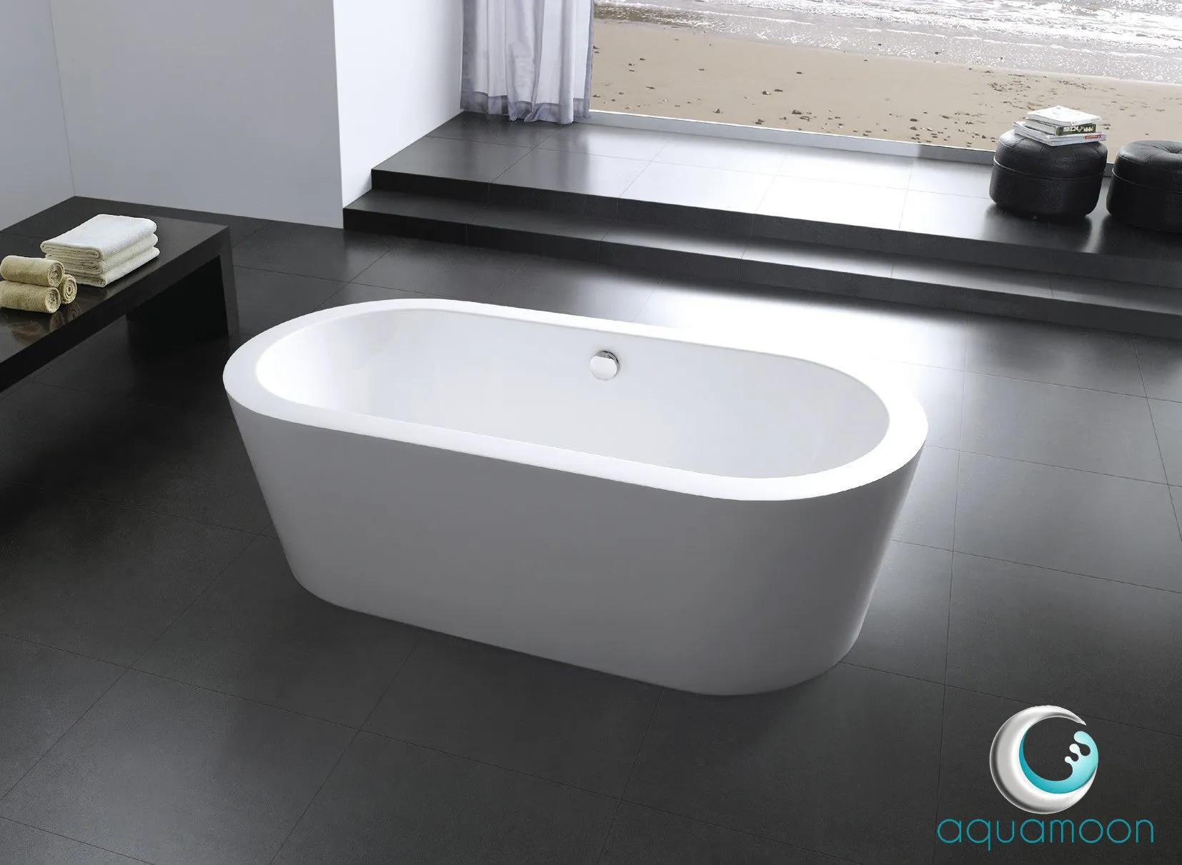 Aquamoon Pandora White Freestanding Soaking Bathtub