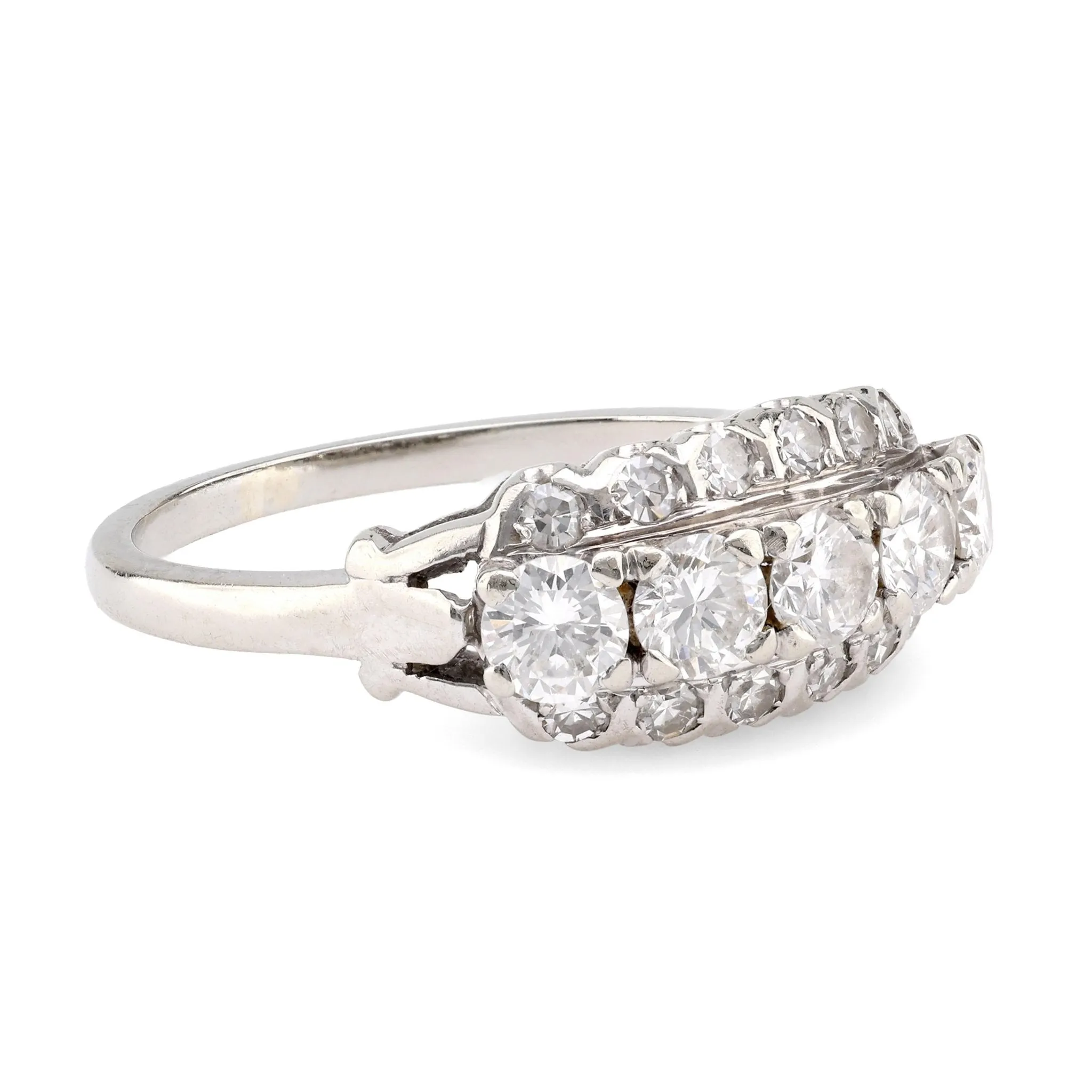 Art Deco Birks Diamond 18K White Gold Band