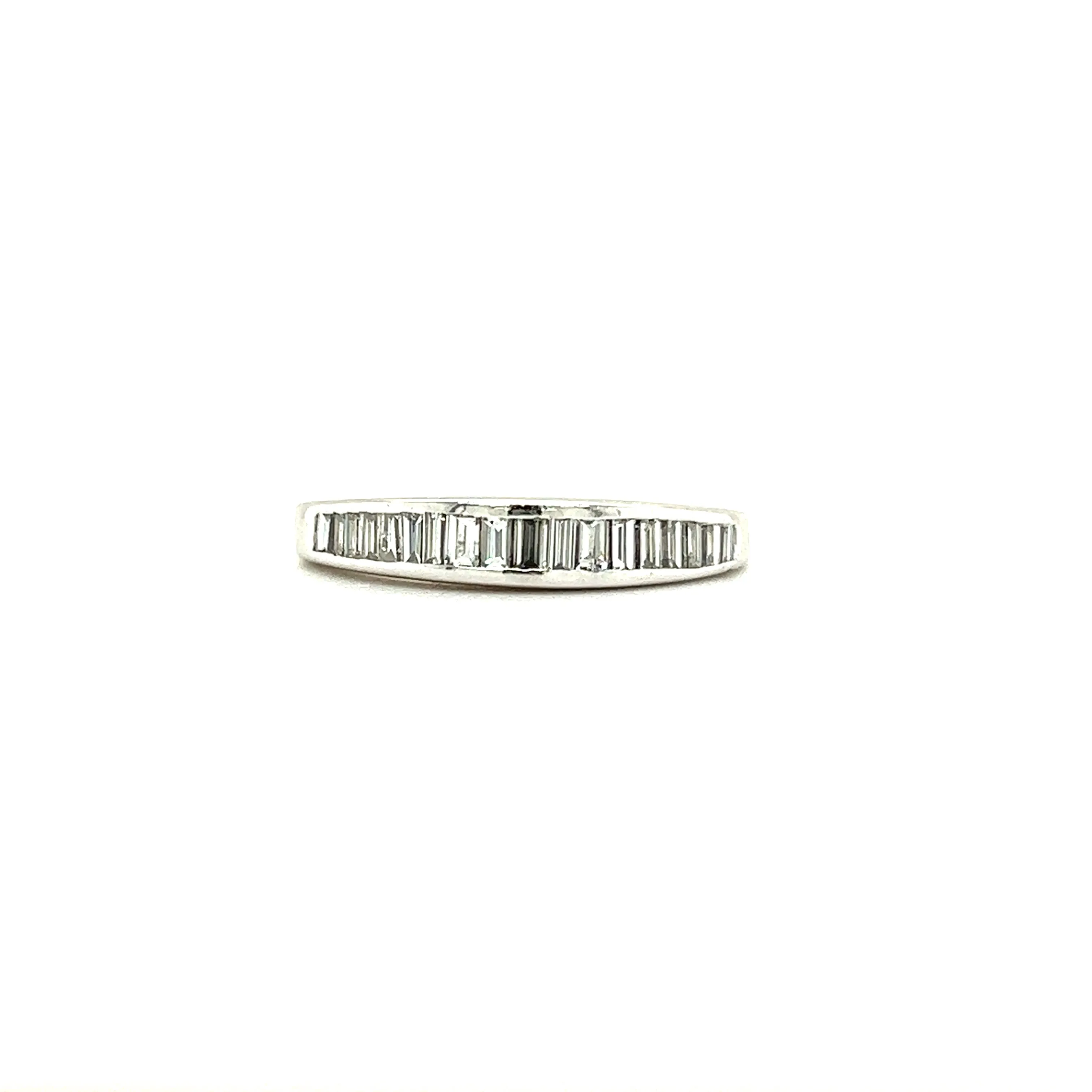 Baguette Diamond Ring with Seventeen Diamonds in 14K White Gold