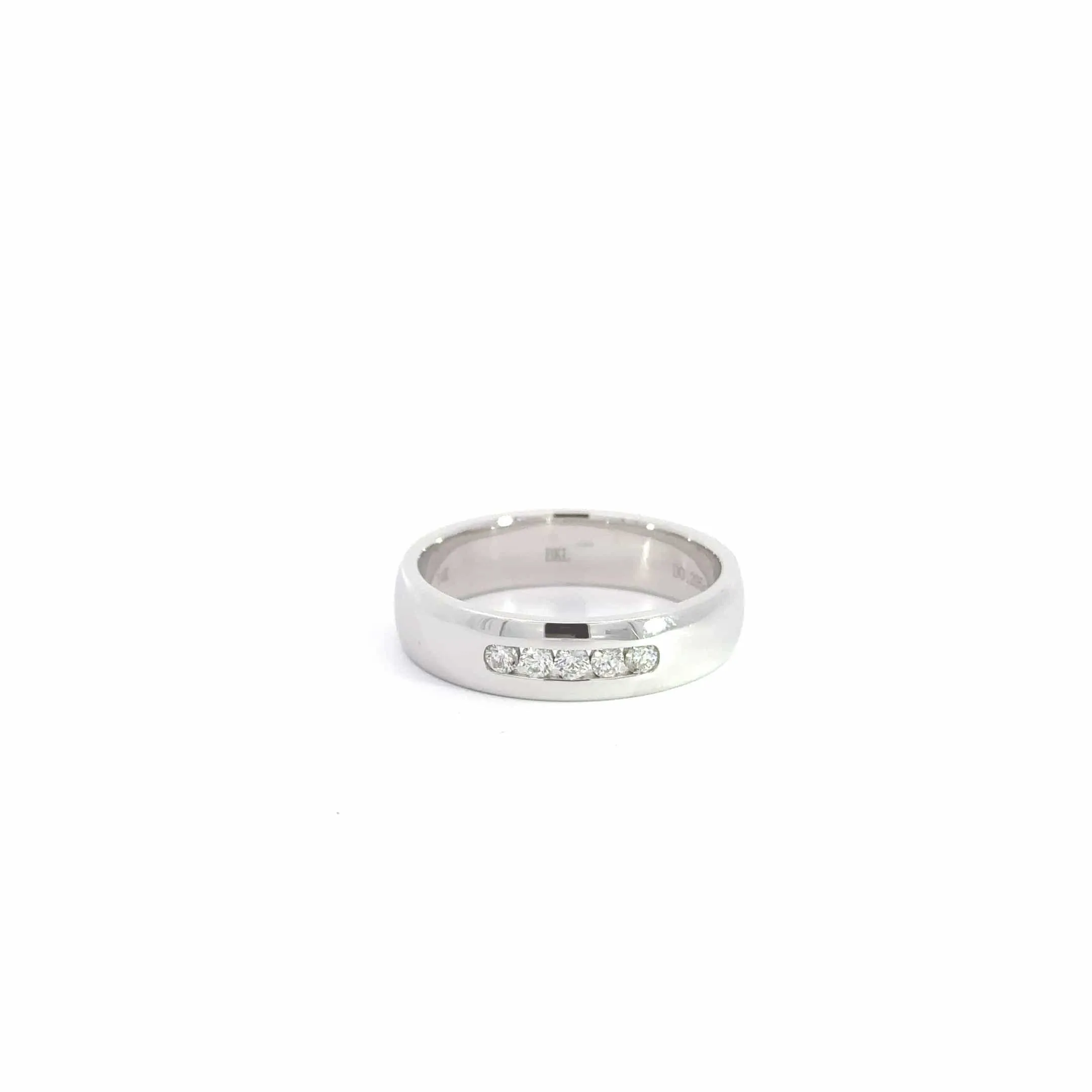 Baikalla 14k White Gold 5 Channel Set Men's Wedding Diamond Band Ring