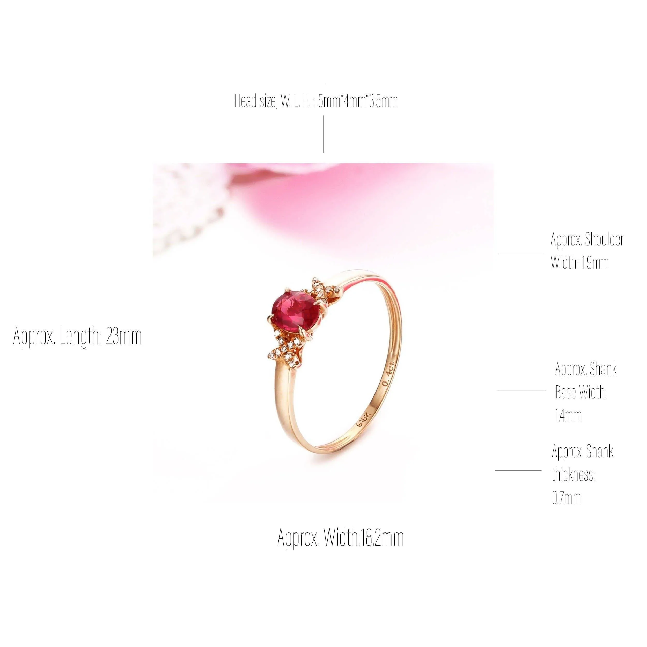 Baikalla™ 18k Rose Gold & Natural A Ruby ( 2/5 ct )Ring With Diamonds