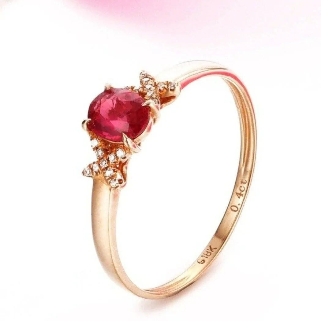 Baikalla™ 18k Rose Gold & Natural A Ruby ( 2/5 ct )Ring With Diamonds