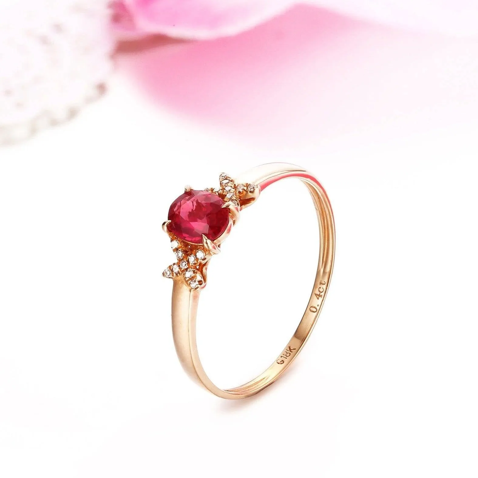 Baikalla™ 18k Rose Gold & Natural A Ruby ( 2/5 ct )Ring With Diamonds