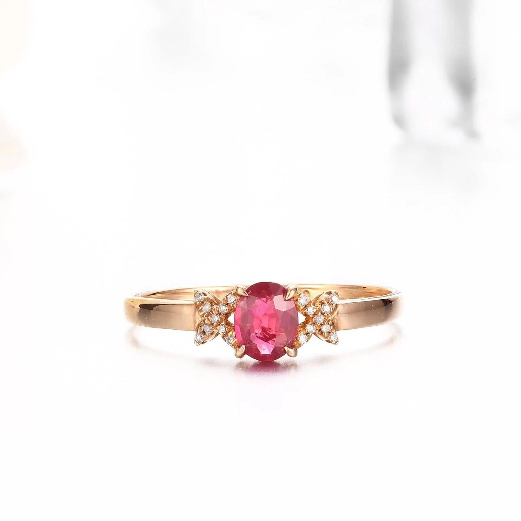 Baikalla™ 18k Rose Gold & Natural A Ruby ( 2/5 ct )Ring With Diamonds