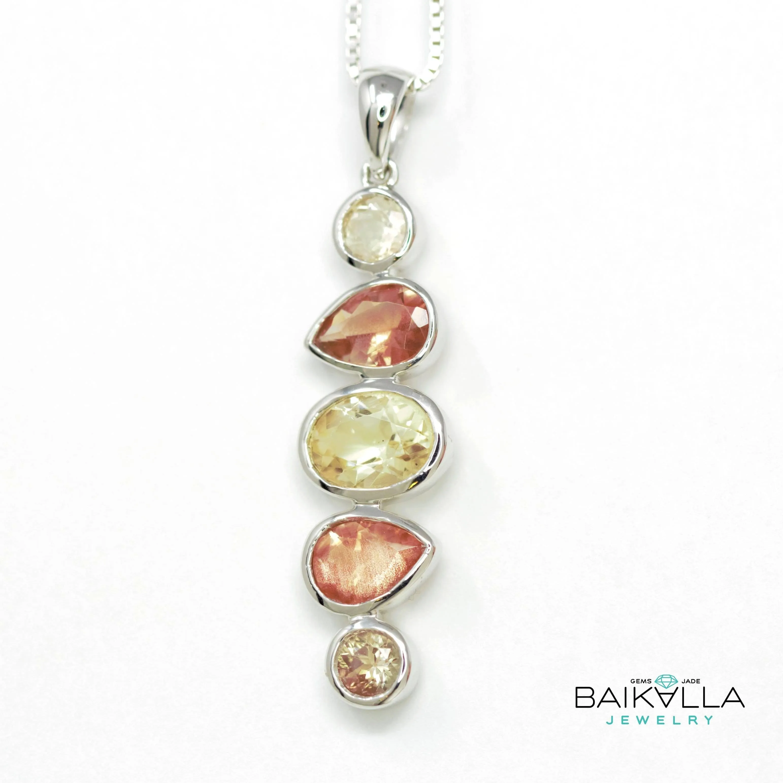 Baikalla™ "Savannah" 14k Gold Natural  5 Oregon Sunstones Pendant Necklace