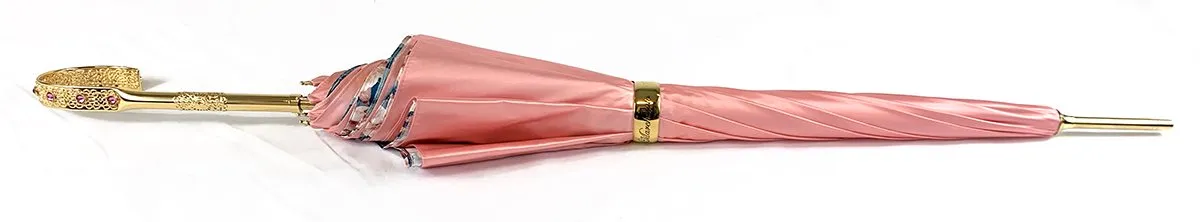 Beautiful Double Canopy Umbrella in a Luxurious Pink Satin