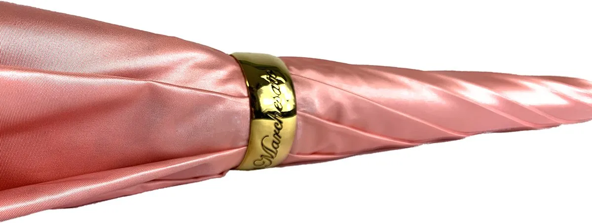 Beautiful Double Canopy Umbrella in a Luxurious Pink Satin