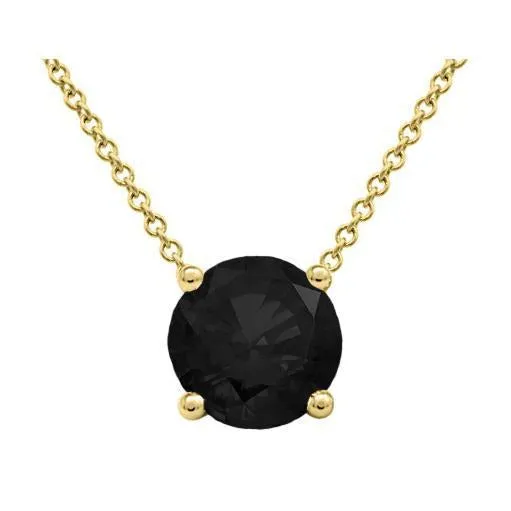 Black Diamond Solitaire Pendant Necklace