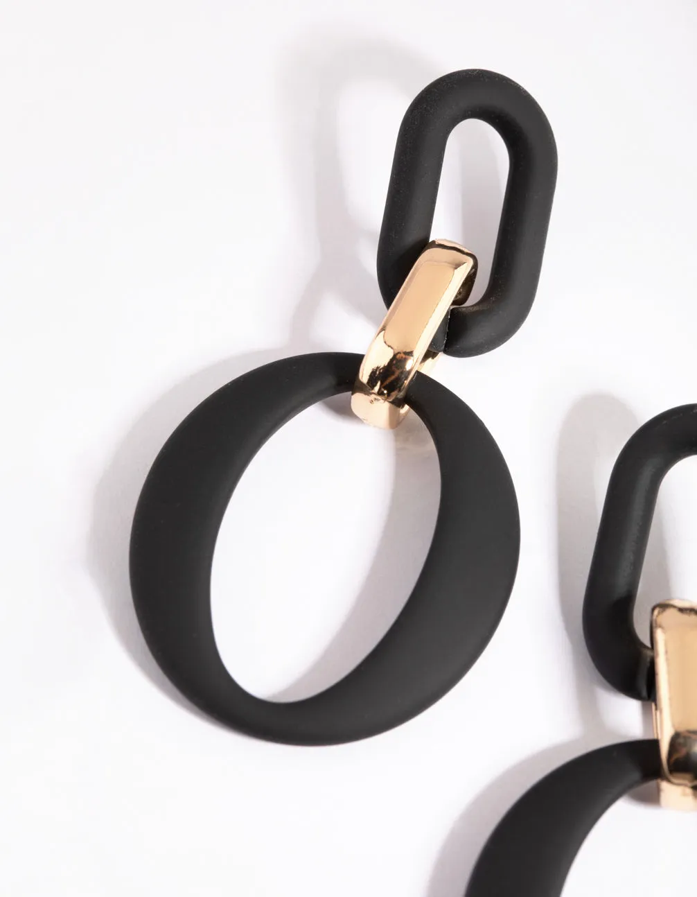 Black Link Drop Earrings