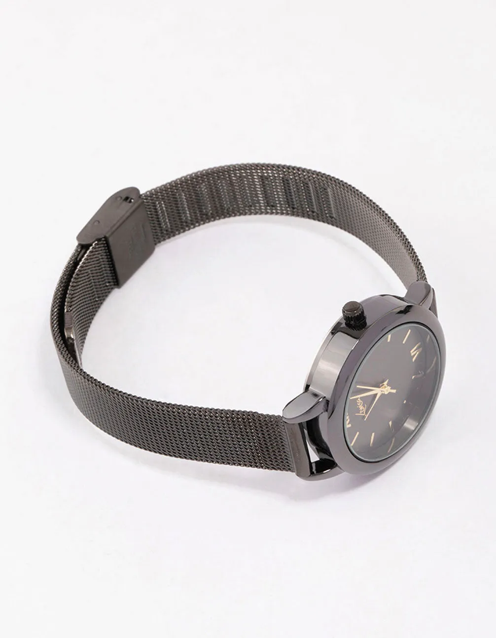 Black Thin Simple Mesh Watch