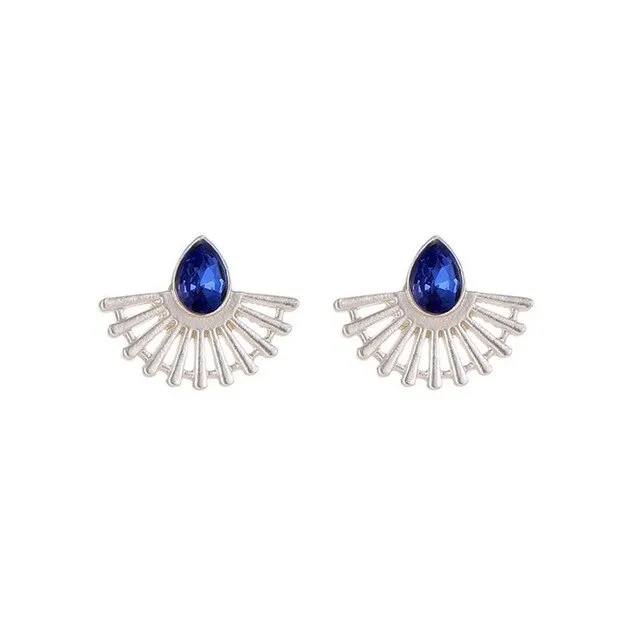 Blue Gemstone Fan Earrings