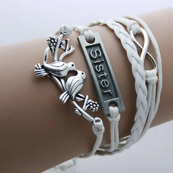 Bracelet Men Anchor leather Infinity bracelets for women Wings Owl Bohemian Jewelry wrap snaps bracelet