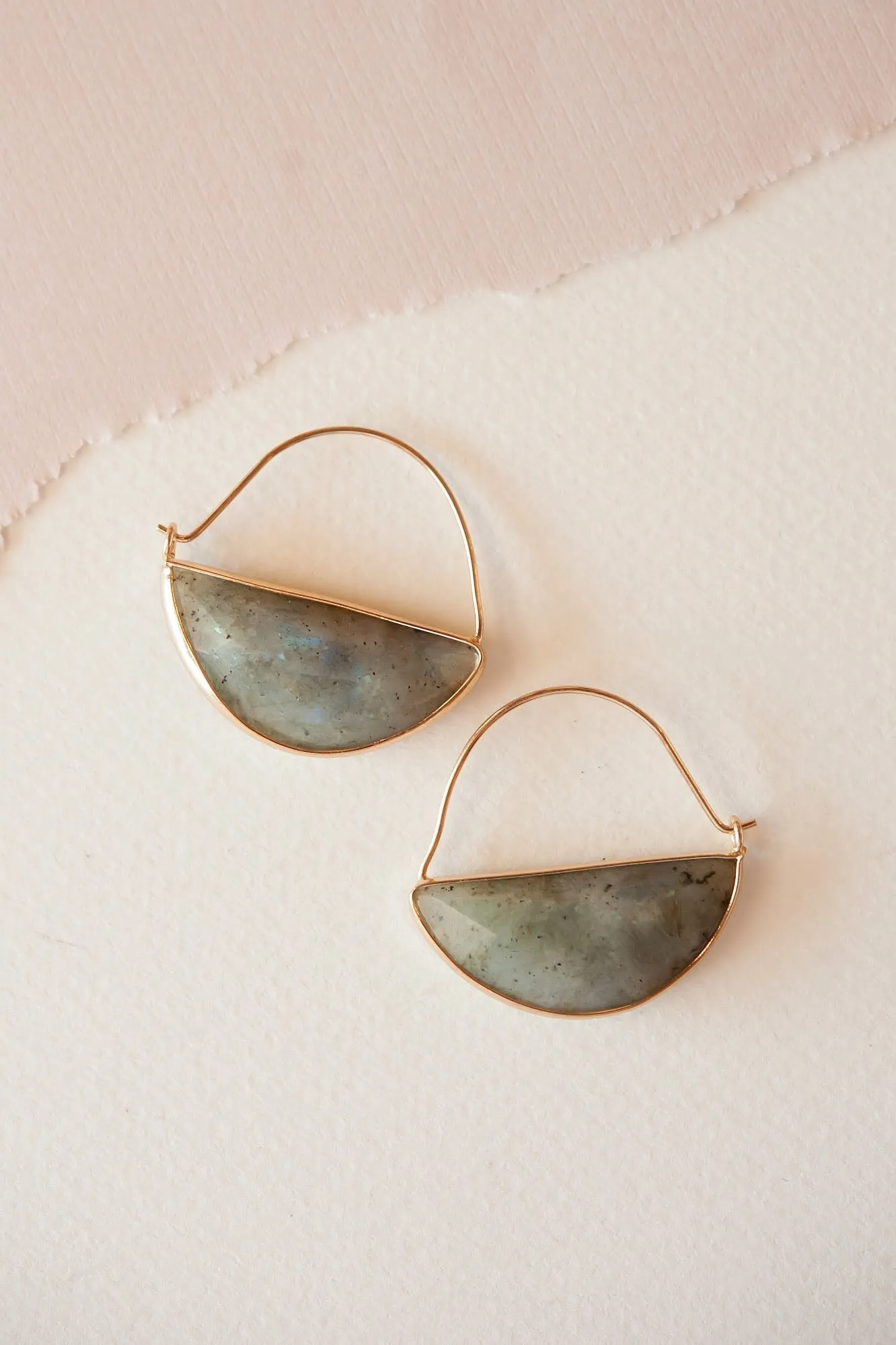 Britney Natural Stone Earring | Gemstone Gold Hoop