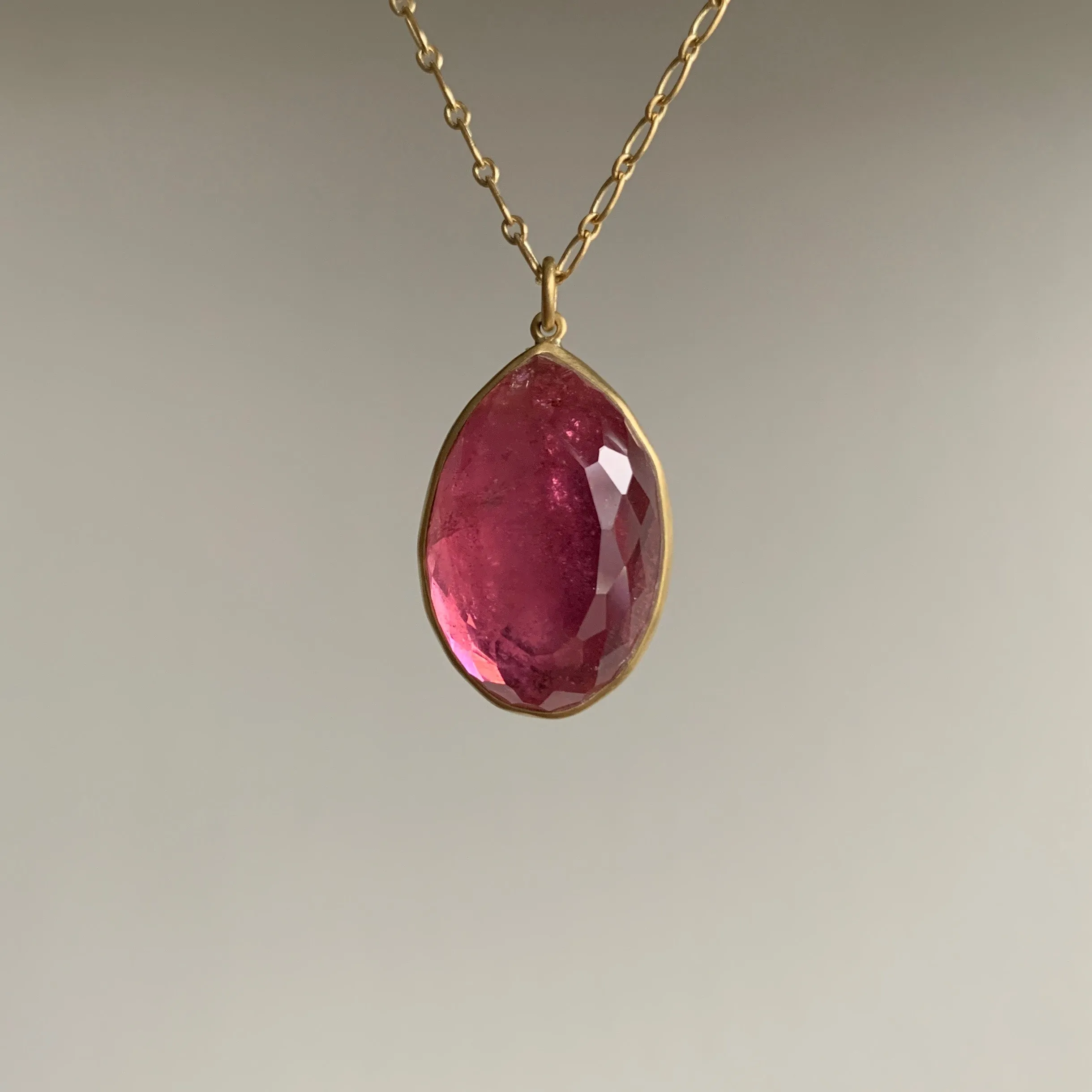 Bubblegum Pink Tourmaline Teardrop Pendant