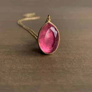 Bubblegum Pink Tourmaline Teardrop Pendant