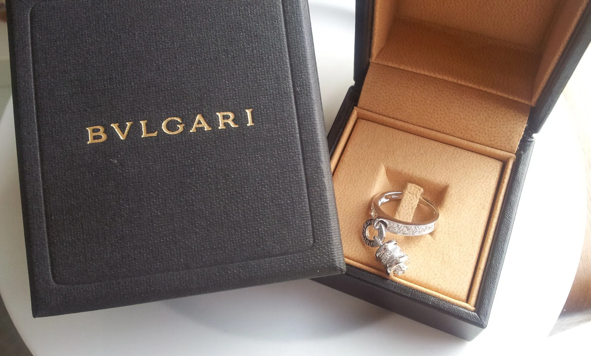 Bulgari Bvlgari B.Zero1 Diamond Pavé Charm Ring in 18K White Gold