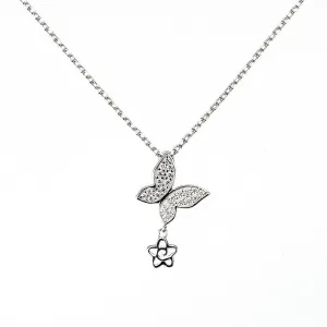 Butterfly Necklace with Cubic Zirconia Sterling Silver