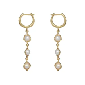 Celestial Pearl & Gold Bead Drop Earrings