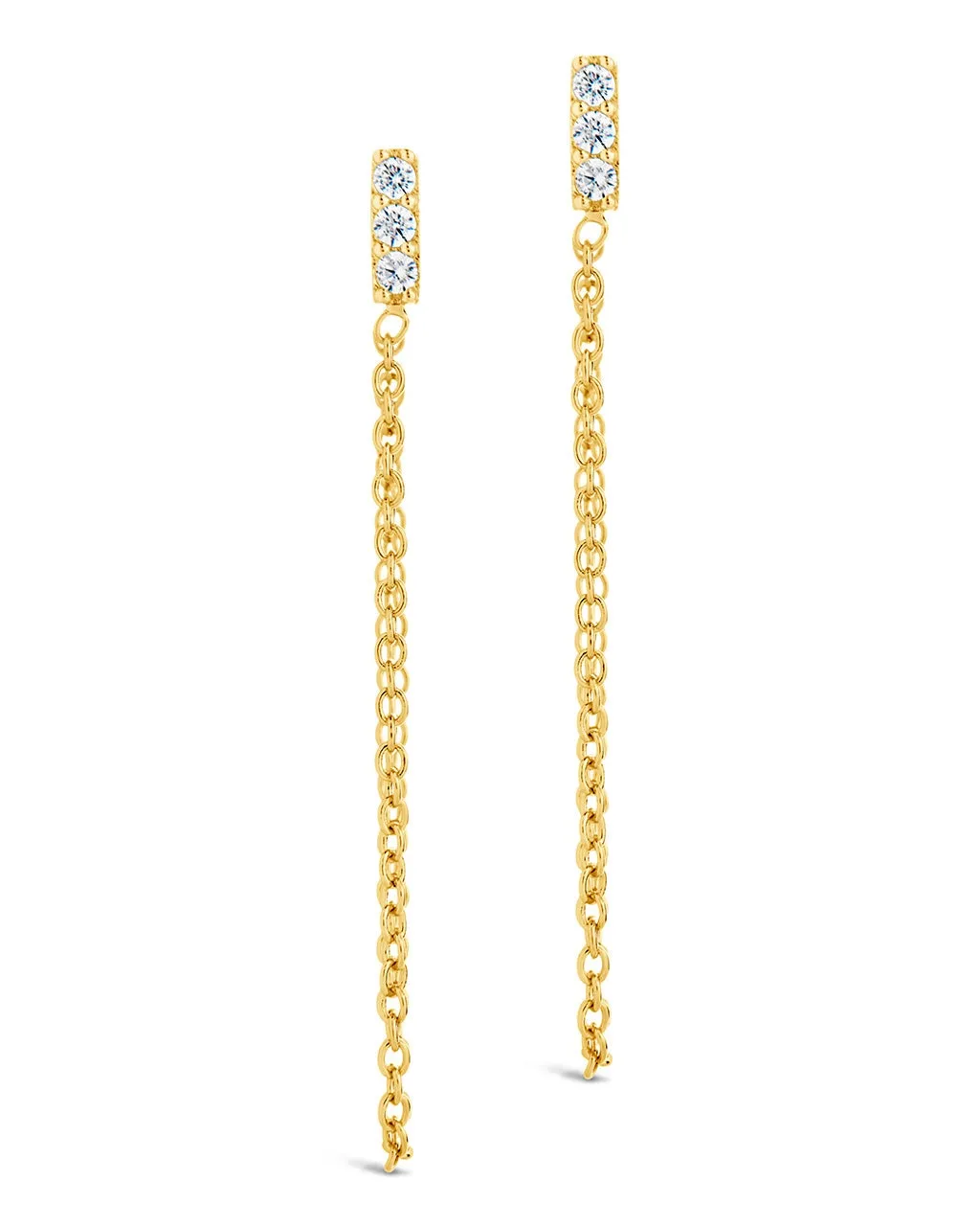 Chelsea CZ Chain Drop Stud Earrings