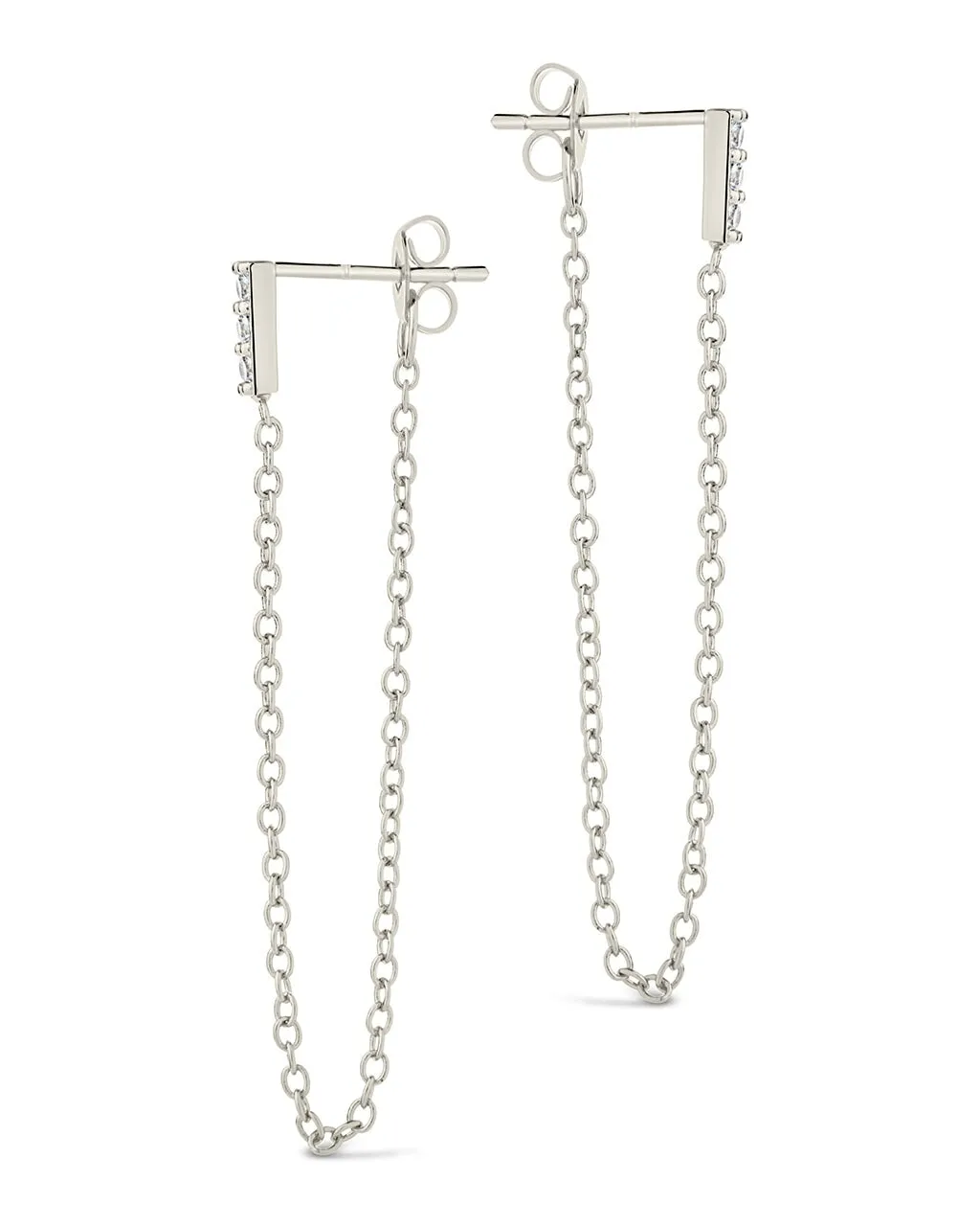 Chelsea CZ Chain Drop Stud Earrings