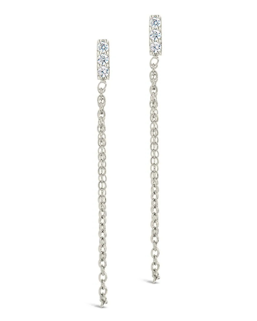 Chelsea CZ Chain Drop Stud Earrings