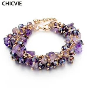 CHICVIE Charm Bracelets & Bangles with Stones Gold color Bracelet Femme for Women Jewelry SBR140192